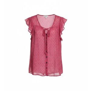 Delias Heart Print Flutter Sleeve Button Front Blouse Red Size Medium